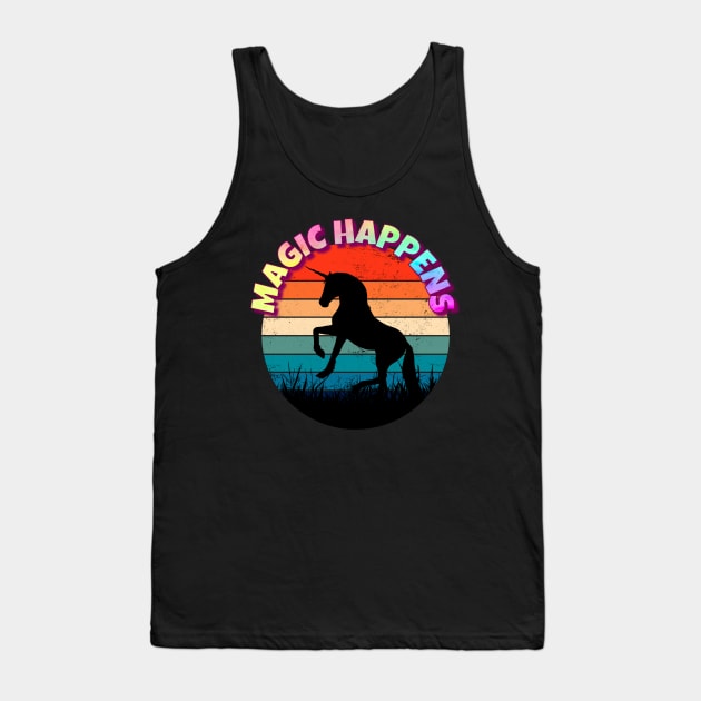 Unicorn Magic Happens Tank Top by RockReflections